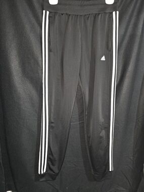 Adidas Womens Black Three-Stripe Track Pants